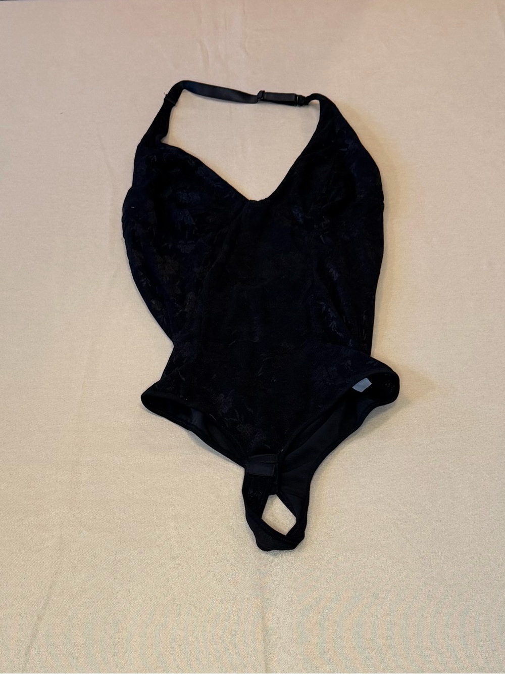 Black One-Piece Halter Bodysuit